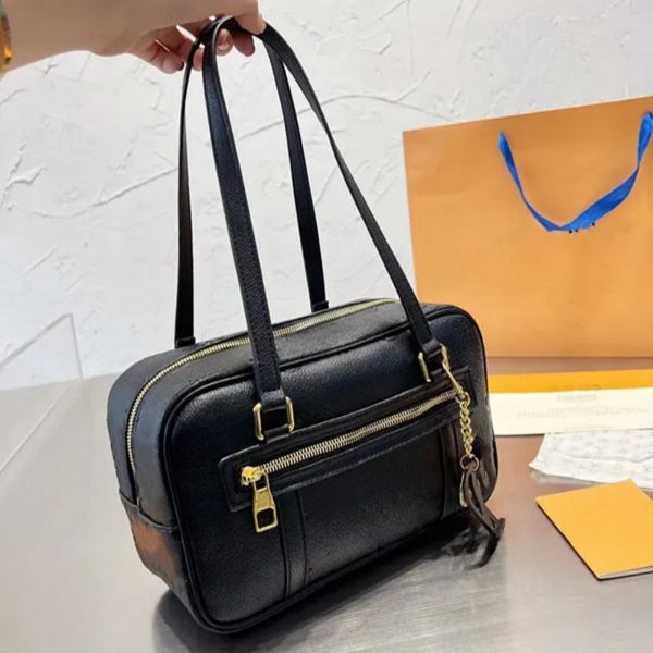 

Designer handbag women's box bag camera bag makeup bag original shoulder bag fashion leather zipper purse, Black