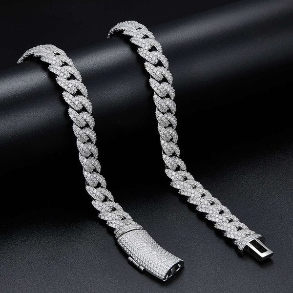 

Hip Hop 6mm 13mm 925 Heavy Silver Miami Full Iced Out Inlay Moissanite Diamond Cuban Chain Rapper Jewelry Necklaces for Men