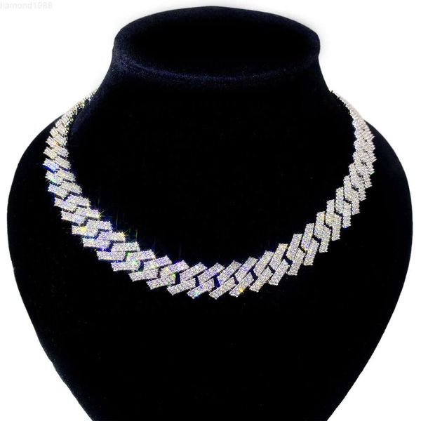 

Shining Jewelry 14mm 925 Sterling Silver 2 Row Vvs Diamond Iced Out Moissanite Cuban Chain