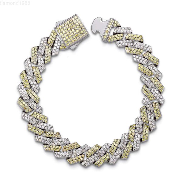 

Aaa Gems 10mm Width 8.7inches Length Cuban Chain Bracelet Iced Out Cuban Chain Natural Gemstone Cuban Link Chain 925 Sterling