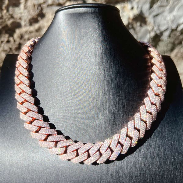 

Fine Jewelry Necklace 15mm 925 Sterling Silver Vvs Moissanite Cuban Link Chain