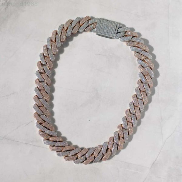 

Artificial Diamond Chain for Man Iced Out Vvs Moissanite Hip Hop Cuban Link Chain Necklace Two Tone White and Rose Gold Chains