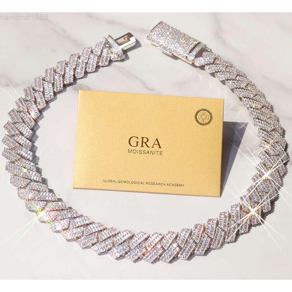 

High End Heavy 20mm 2rows S925 with Vvs Moissanite Baguette Cuban Link Chain