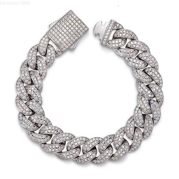 

Aaa Gems 12mm Width 8.7inches Pure 925 Silver Jewelry Sterling Cuban Link Chain Iced Cuban Link Chain Natural Gemstone
