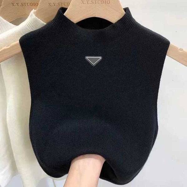

Luxury women's tops knits sweater autumn black and white tees spring fall loose Letter round neck pullover knit waistcoats sleeveless vest top jumper size s m  xl HUC7