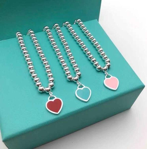 

Tiff Bracelet Designer Jewelry Luxury Fashion jewelry Enamel Heart 925 Sterling Silver Plated 18k Gold Double Small Red Pink