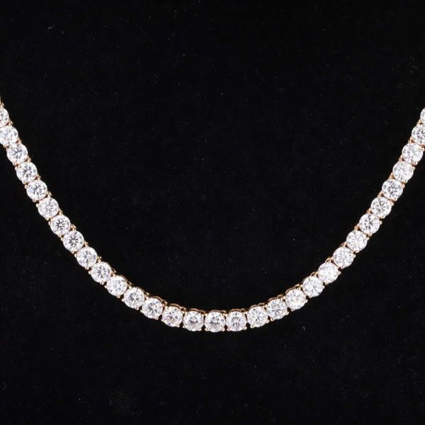 

Hip Hop Tennis Chain 18k 14k Solid Gold Round Shape Lab Grown Diamond Tennis Necklace