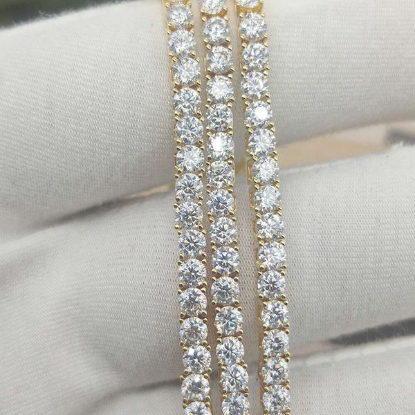 

Hot Selling 2mm 3mm 4mm 5mm 925 Sterling Silver Jewelry Moissanite Jewelry Hip Hop Tennis Chain