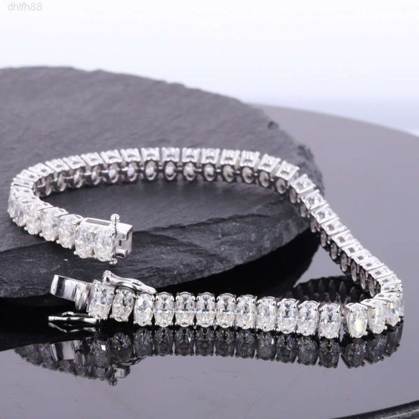 

Gorgeous Oval Shape 14k White Gold Moissanite Tennis Bracelet Diamonds