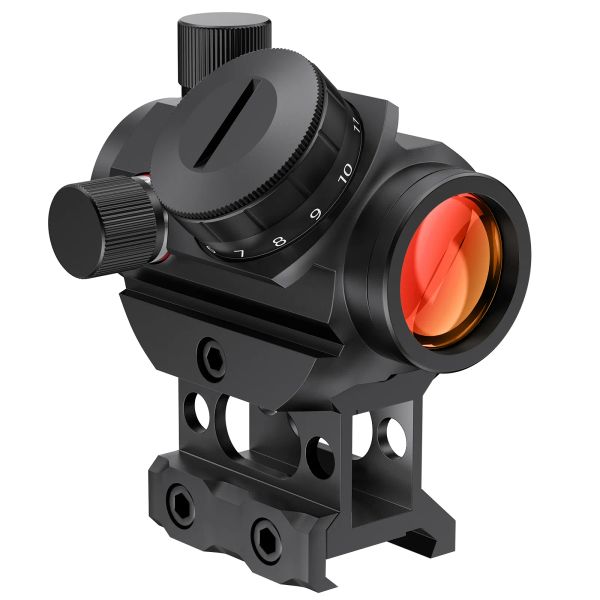 1x20 RDS-25 4 MOA Small Red Dot Gun Sight Rifle Scope with 1 inch Riser Mount Airsoft Hunting Accessory