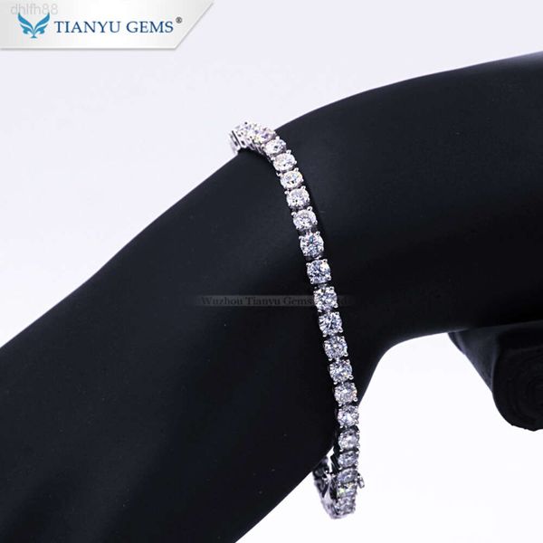 

Tianyu Gems Customized Moissanite Diamond 3mm Chain 14k/18k Solid White Gold Bracelet for Women