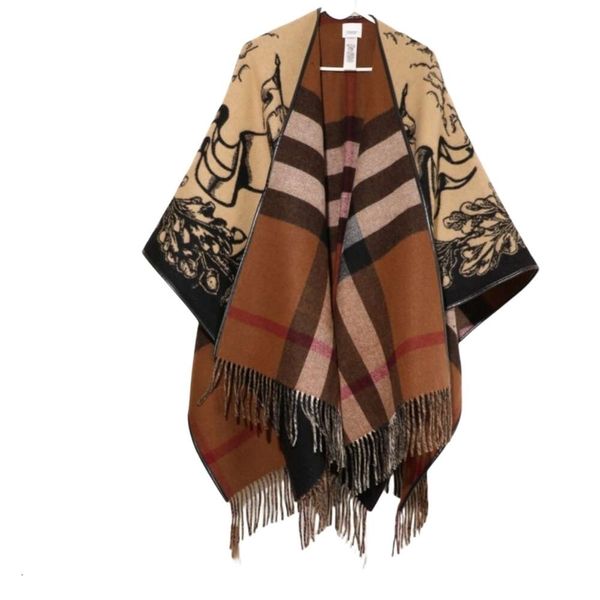 

Designer Burberrry Top Quality New Plaid Large Shawl Autumn/winter Warhorse Tassel Cape Scarf REN8