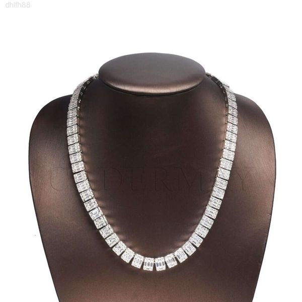 

Hip Hop Baguette d Vvs Moissanite Diamond Pure 925 Silver Cluster Tennis Chain Necklace Rapper Men's Iced Out Chain Necklace