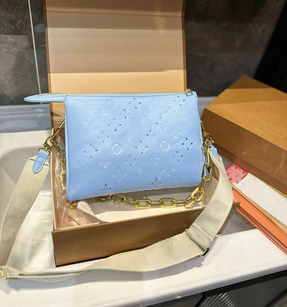 

Womens Coussin PM Designer bag Shoulder Bags Chain tote bag Genuine Leather Handbag Purse pouch Crossbody Bag Wide Straps Embossings Letters Removable straps