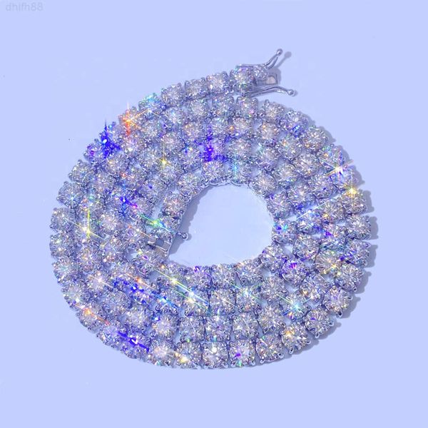 

10k Real Gold Fine Jewelry 4mm 16" 18 " 20" 22" 24" 26" 28" Diamond Tennis Necklace Vvs Moissanite Chain