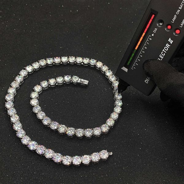 

Iced Out 3mm 5mm 6mm 8mm Vvs Moissanite Diamond Tennis Chain 925 Sterling Silver Necklace Chain