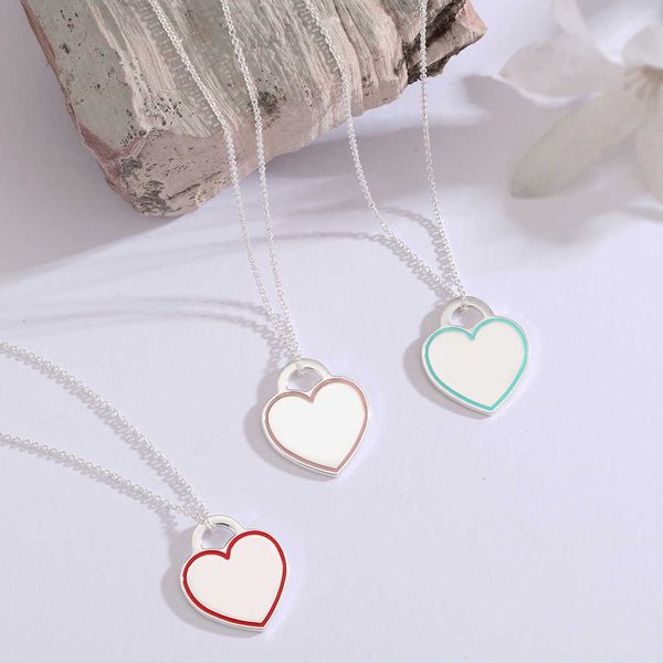 

Tiff Necklace Designer luxury fashion jewelry Jewelry Valentine's Day Gift Love Pendant Heart shaped Sign Dropping Glue Enamel accessory