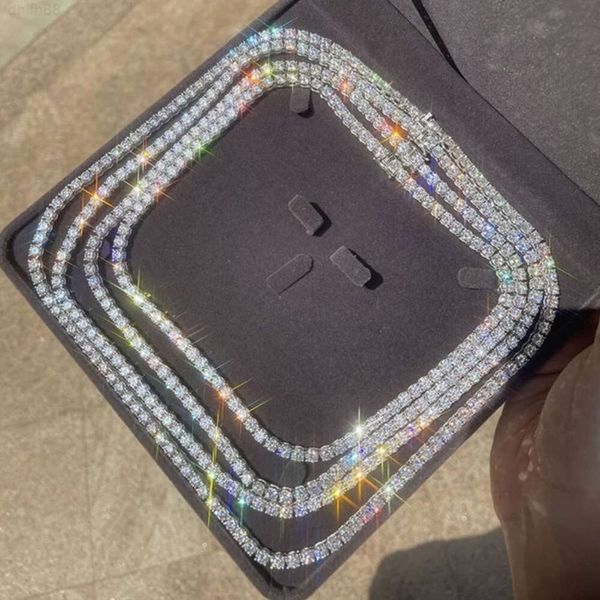 

3mm 925 Sterling Silver Tennis Chain Gra Certificate Vvs Clarity d Color Passed Diamond Tester Moissanite Diamond Tennis Chain