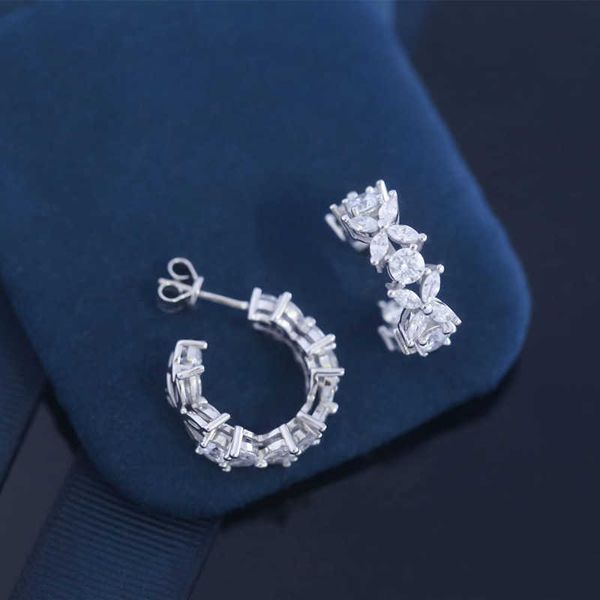 

Tiff Earrings Designer Jewelry Luxury Fashion for Women's jewelry JXJ.s925 Sterling Silver Pedigree Round Diamond Crystal Flower accessory
