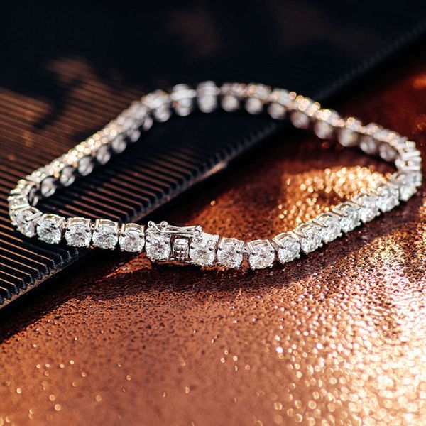 

d Color Vvs Grade 18k Solid Gold Gra Certified Moissanite Jewelry Buguette Tennis Chain