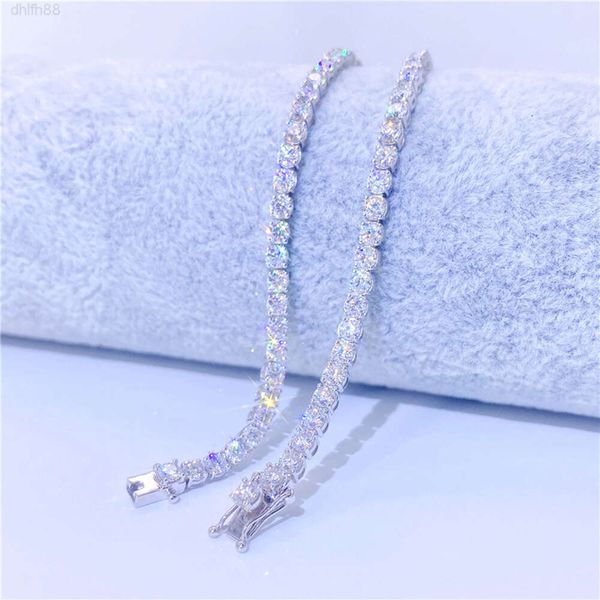 

Wholesale Black Round Diamond Men 925 Sterling Silver 3mm 4mm Custom Chain Diamond Moissanite Tennis Bracelet