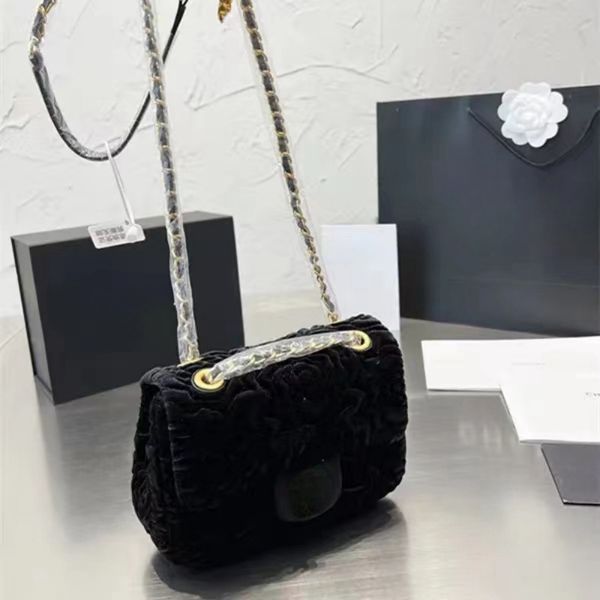 

Designer velvet bag original single shoulder chain bag camellia series top luxury crossbody bag handbag