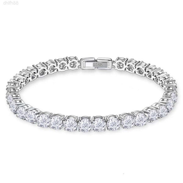 

Grace and Luxury 14k White Gold Tennis Chain Bracelet with 4mm Round Moissanite Def-vvs