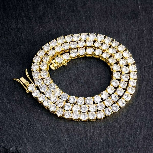 

Custom Hip Hop Iced Out 22 24 Inches Real S925 Silver 10k 14k 18k Gold Ice Out 5mm Moissanite Diamond Tennis Link Chain Necklace