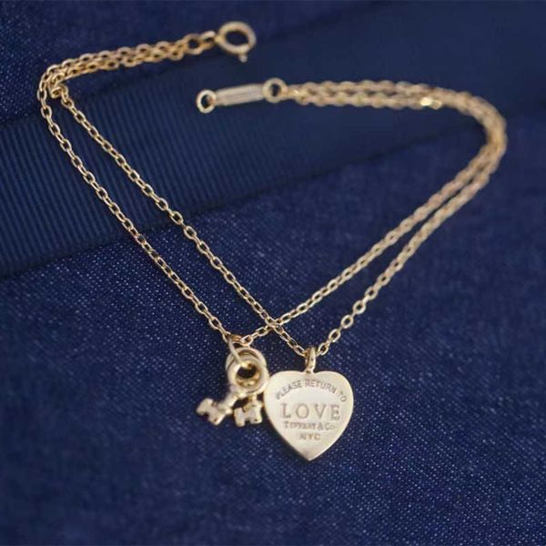 

Tiff Necklace Designer Jewelry Luxury Fashion jewelry s925 sterling silver love lock key pendant double bracelet luxury lovers Qixi romantic jewelry accessory