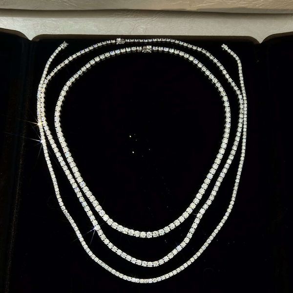 

Fine Jewelry Custom Hip Hop Lab Grown Diamond Tennis Chain 18k Pure Gold Necklace 3mm 4mm 5mm 6mm Moissanite Tennis Chain