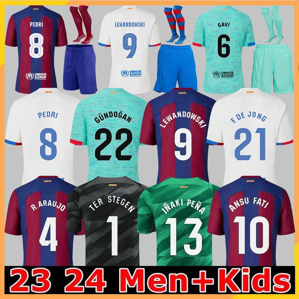 

fans Player 23 24 LEWANDOWSKI soccer jersey GAVI camiseta de futbol PEDRI FERRAN 2023 2024 FC ANSU FATI RAPHINHA football shirt men kit kids equipments BarcelonaS, 23 24 away kids