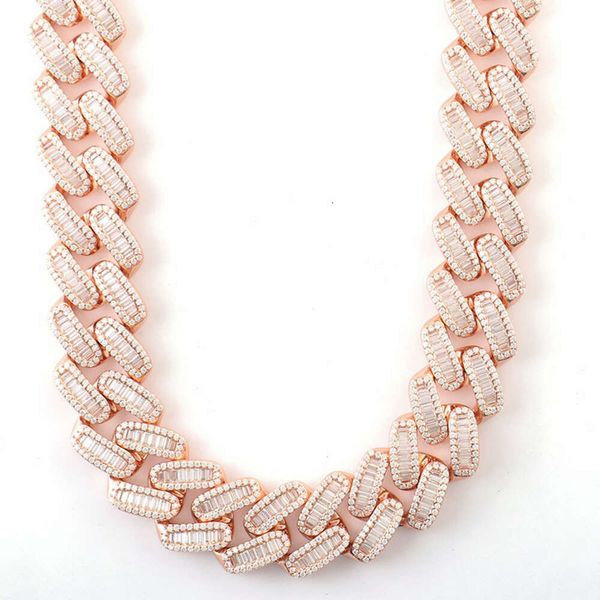 

Hiphop Cuban Ice Chain Sterling Sier Plated Rose Gold 21.5Mm Cuban Chain Necklace Miami Necklace Chain For Men And Women