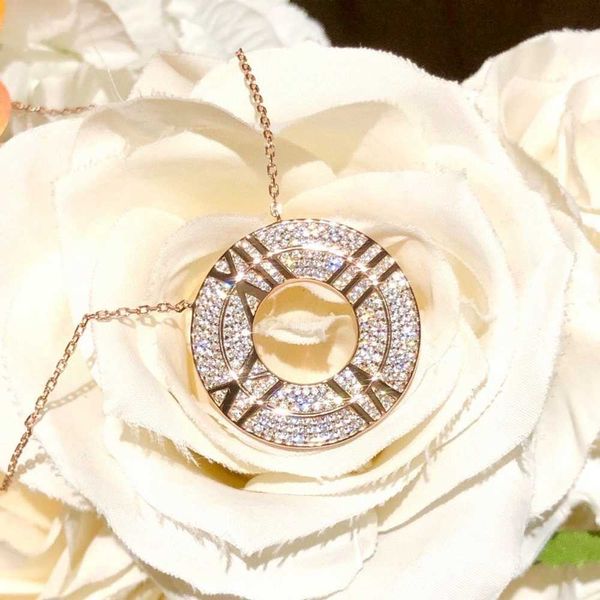 

Tiff Necklace Designer luxury fashion jewelry S925 Sterling Silver Roman Numeral Full Diamond Round Cake Collar Chain Double T Necklace Christmas gift jewelry