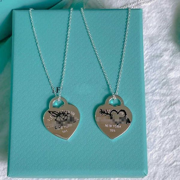 

Tiff Necklace Designer luxury fashion jewelry s925 Silver Heart shaped Lightning Flower Dropping Enamel Love Pendant with Collar Chain Pedigree Necklace jewelry