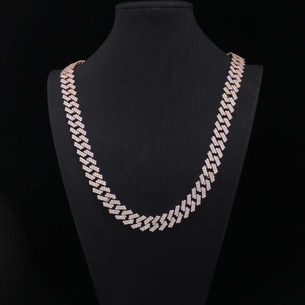 

Hip Hop Trend Rocker Lab Grown Diamond Melee Iced Out Bling Cuban Link Chain Necklace In Real Gold Setting