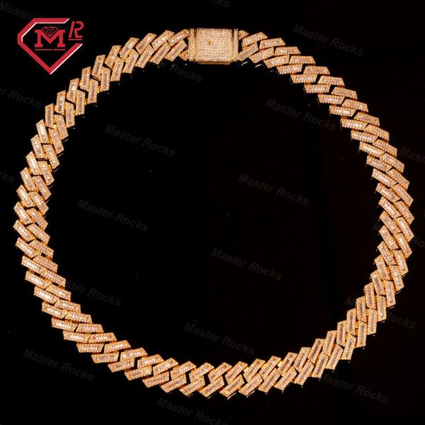 

Custom Hip Hop Chain Iced Out Necklace 925 Sterling Silver 12mm Cuban Men's Moissanite Cuban Baguette