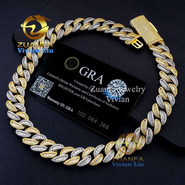 

Iced Out Vvs Moissanite Necklace Sterling Sier For Men Hip Hop Cuban Link Chain