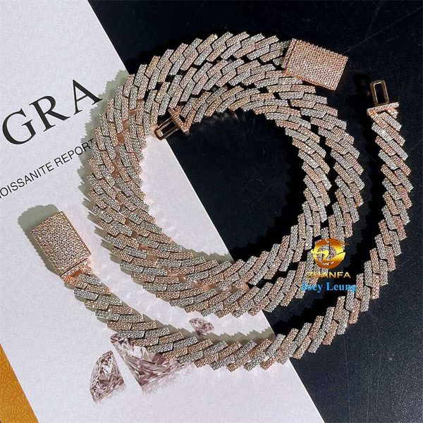 

Wholesale Price Custom Hip Hop Jewelry S Sterling Sier Rhodium Plated D Color Vvs Moissanite 12Mm Cuban Link Chain