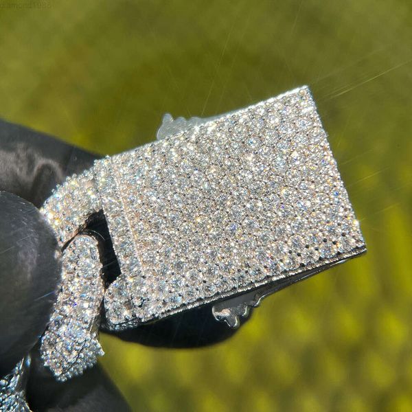 

Iced Out Men Hip Hop Chain 17mm Pave Setting 925 Sterling Silver Vvs Moissanite Cuban Chain