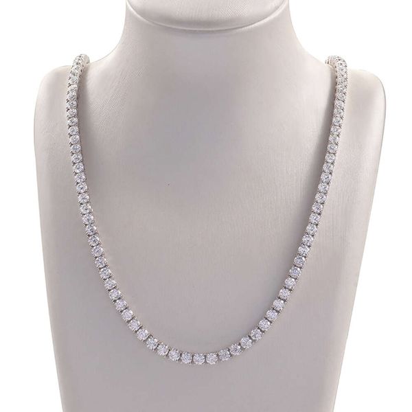 

Custom 0.1Ct 3Mm Colorless Ef Color White Moissanite Diamond Initial Tennis Necklace In 10K Solid White Gold