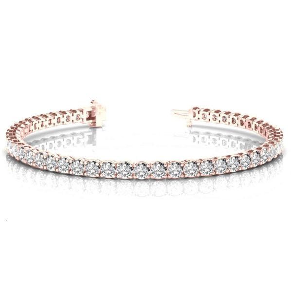 

Simple Design 4Mm Def Color Moissanite Gemstone Rose Gold Tennis Bracelet 18 K