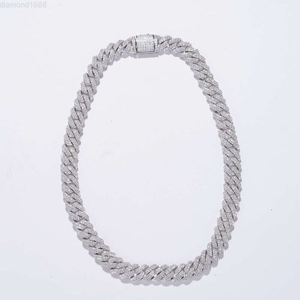 

Hip Pop Fashion Moissanite Necklace 925 Sliver--white Gold Cuban Chain