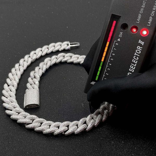 

S925 Sterling Silver d Color Vvs1 Moissanite Necklace Fashion European and American Hip Hop 15mm Cuban Chain