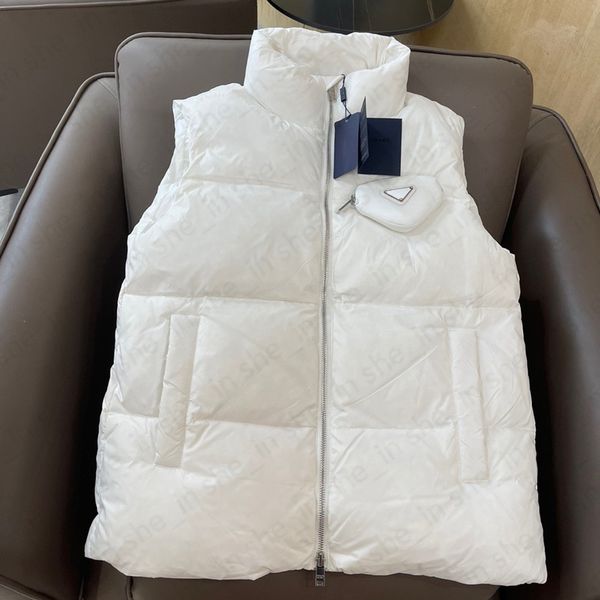 

Down Vests Womens Puffer Coat Winter Fashion Puff Vest Woman Casual Hooded Short Jacket Classic Letters Jackets Outerwear 23FW, White