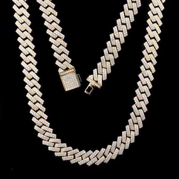 

Rock Hip Hop 925 Sterling Silver Cuban Link Iced Out Chain Men Hot Selling 12mm Custom Moissanite Diamond Necklace