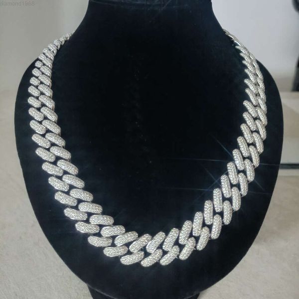 

High Quality 18mm 3 Rows Sterling Silver S925 Hiphop Jewelry Iced Out Moissanite Cuban Link