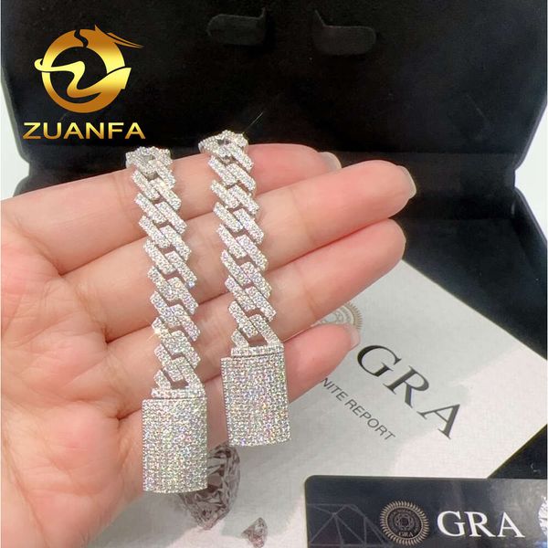 

Custom 10Mm Hip Hop Iced Out Jewelry Pass Diamond Tester Sterling Sier Vvs1 Moissanite Cuban Link Bracelet