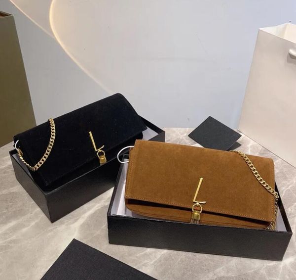 

Luxurys designers Shoulder Bags Fashion Womens CrossBody Handbags Genuine Leather wallet Clutch Chain Envelope Bag Handbag Totes purse size 26X12CM, Brown