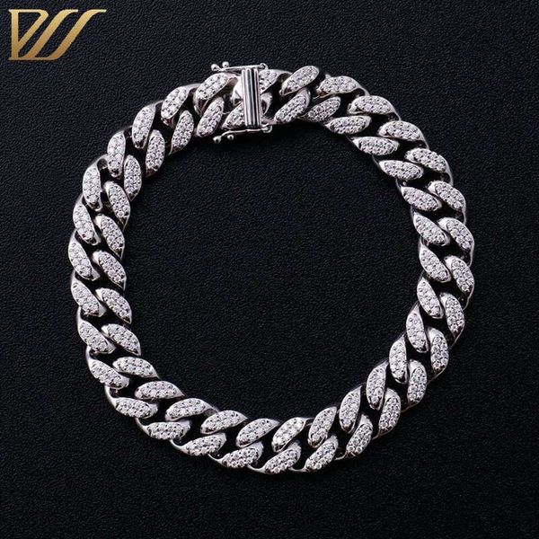 

Hiphop Men Jewelry 10Mm 11Mm 12Mm Width 8Inches Sterling Sier Moissanite Diamond Miami Cuban Link Bracelet