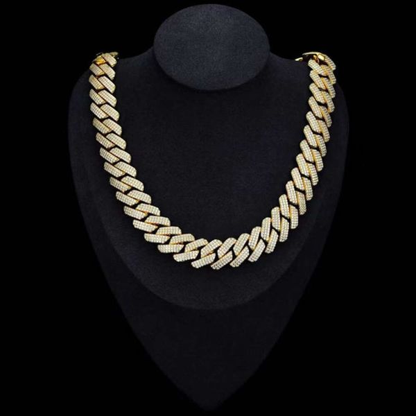 

Fashion European American Hip Hop Cz Cuban Chain Full Diamond 925 Sterling Silver Gold Plated Necklace for Men